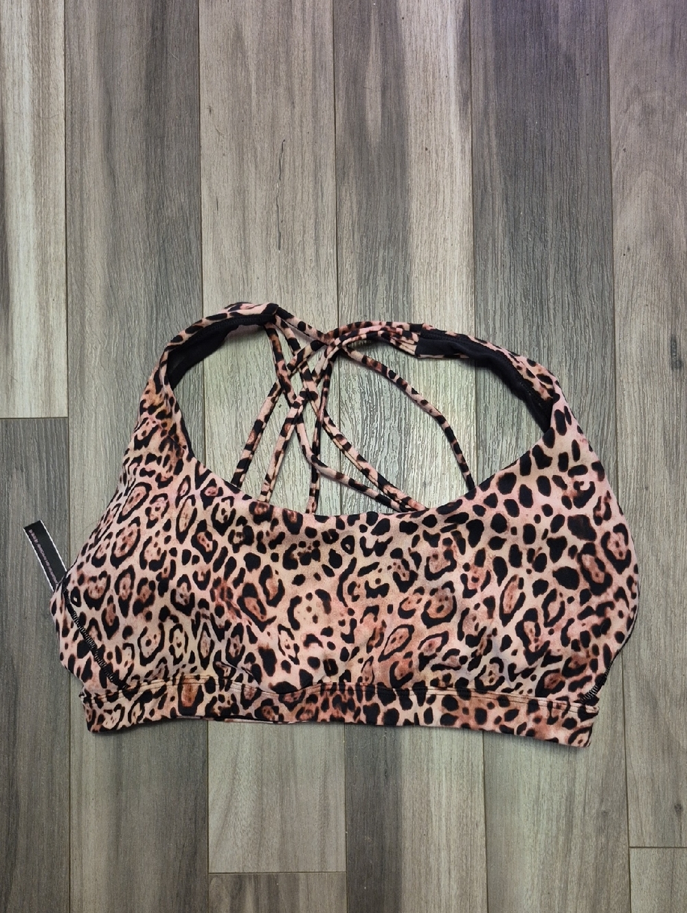 Victoria's Secret Pink Leopard Strappy Sports Bra..size L
